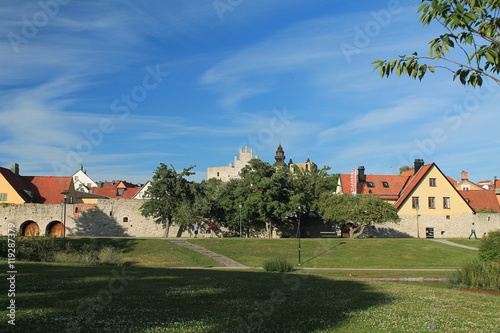 En vacker park en sommardag
