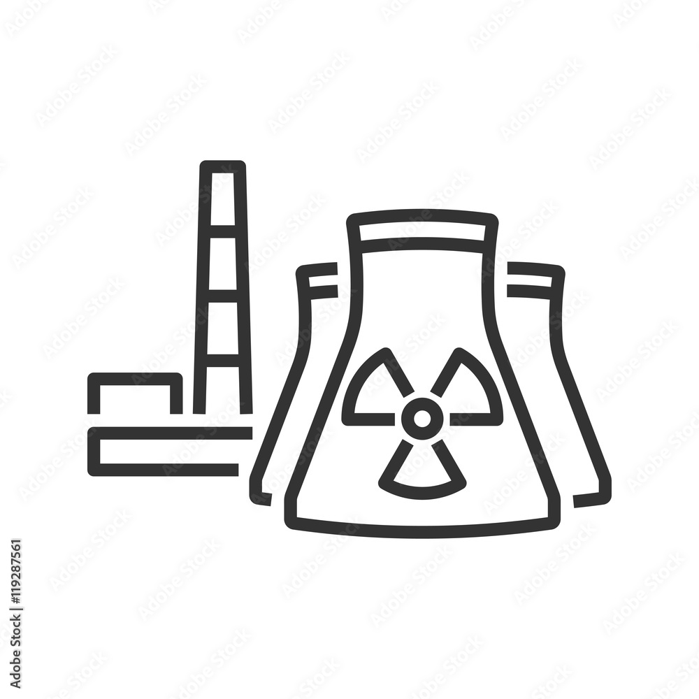 Nuclear power plant icon. Line style Nuclear power plant icon. Line style