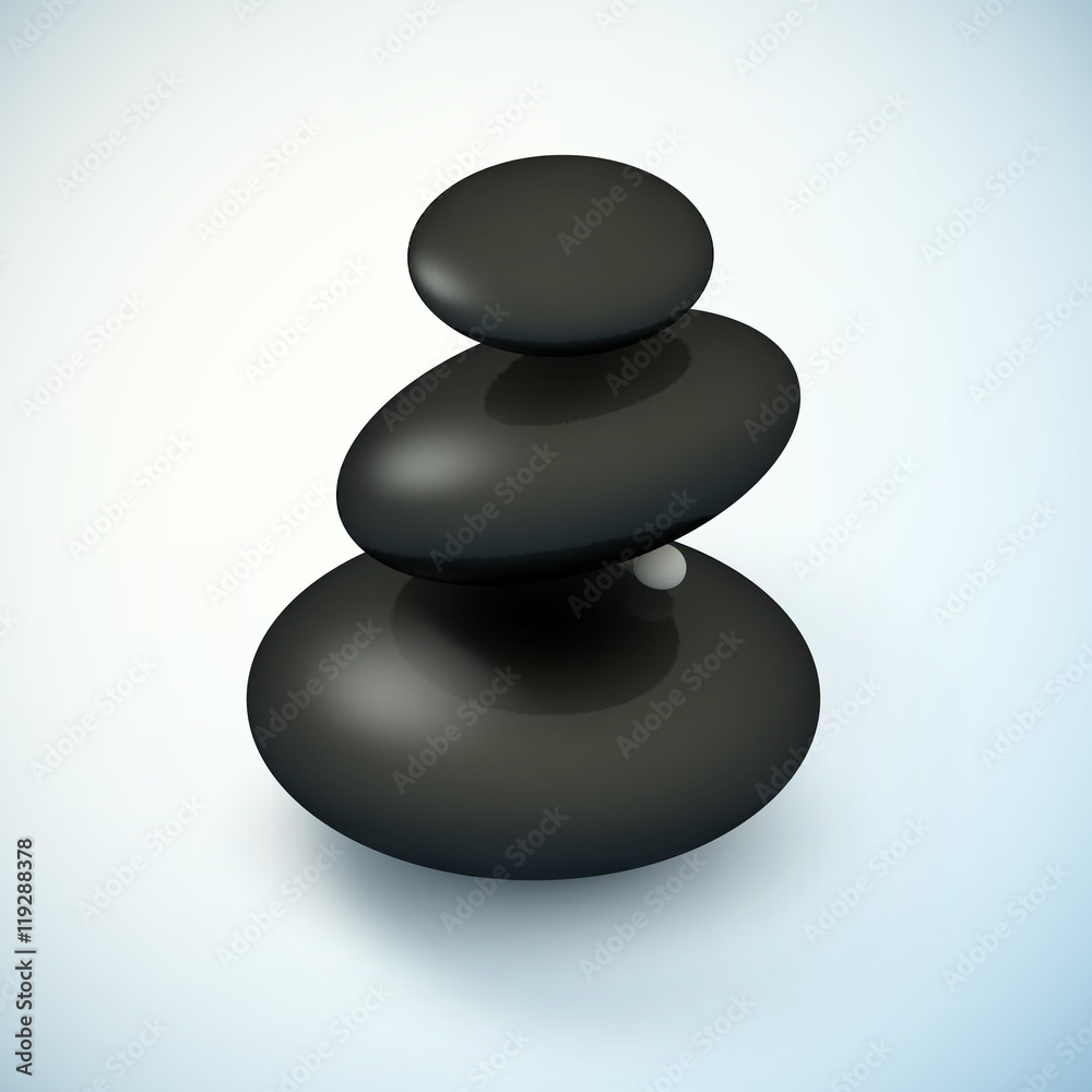 Black spa rocks pyramid with frangipani flower Black spa rocks pyramid with frangipani flower