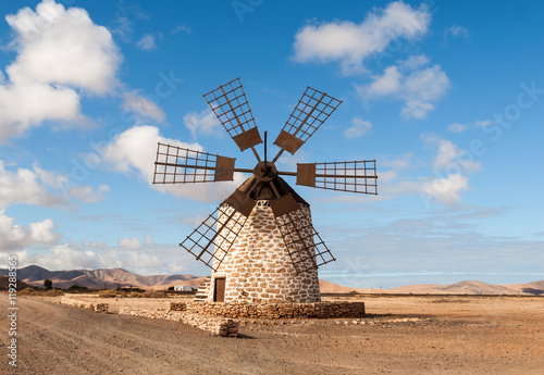  Round stone windmill near Tefia on Fuerteventura, Canary Islands, Spain