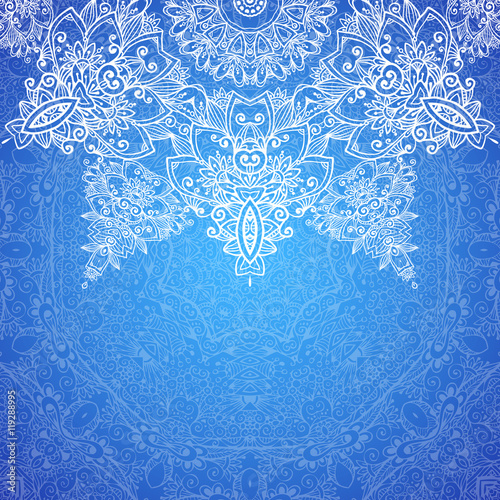 Blue ornate vintage wedding card background