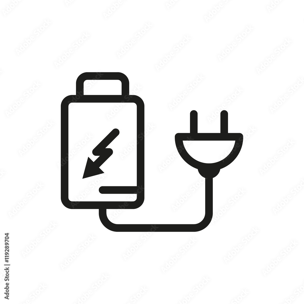 battery charger by electric plug icon battery charger by electric plug icon