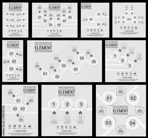COLLECTION OF ELEMENT FOR INFOGRAPHIC  TEMPLATE GEOMETRIC FIGURE OVERLAPPING CIRCLES WHITE