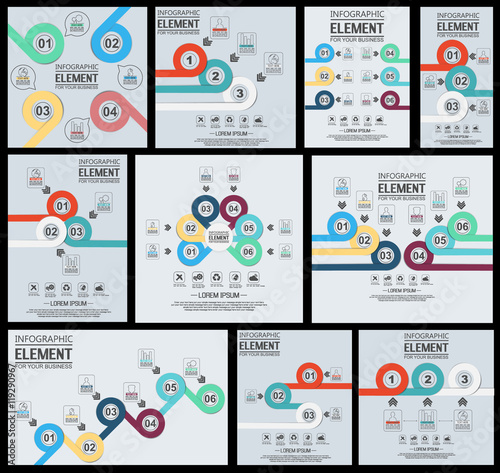 COLLECTION OF ELEMENT FOR INFOGRAPHIC  TEMPLATE GEOMETRIC FIGURE OVERLAPPING CIRCLES
