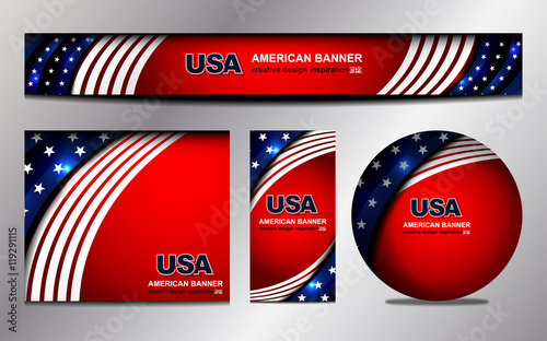 USA Flag Color Banner Backgrounds, vector illustration