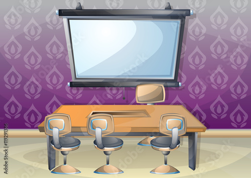 cartoon vector illustration interior office room with separated layers in 2d graphic