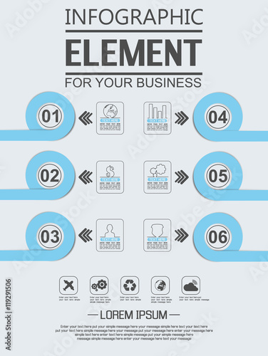 ELEMENT FOR INFOGRAPHIC  TEMPLATE GEOMETRIC FIGURE OVERLAPPING CIRCLES FIVE EDITION BLUE