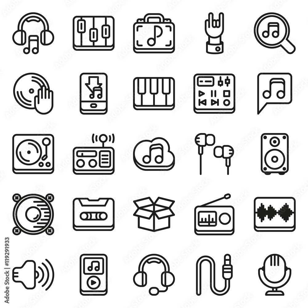 Media icons set on white background Media icons set on white background
