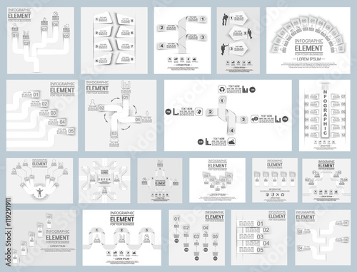 MEGA COLLECTION OF TWENTY ORIGAMI ELEMENT FOR INFOGRAPHIC  TEMPLATE GEOMETRIC FIGURE WHITE