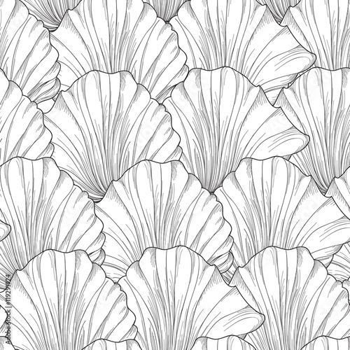 Fotografie Floral seamless pattern of engraved flower petals