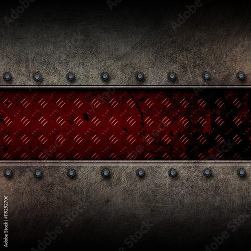 grunge metal background and red diamond plate