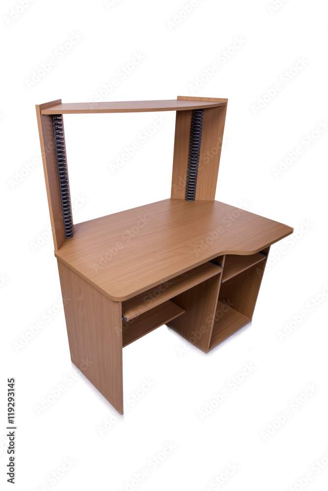 Computer home desk isolated on the white background