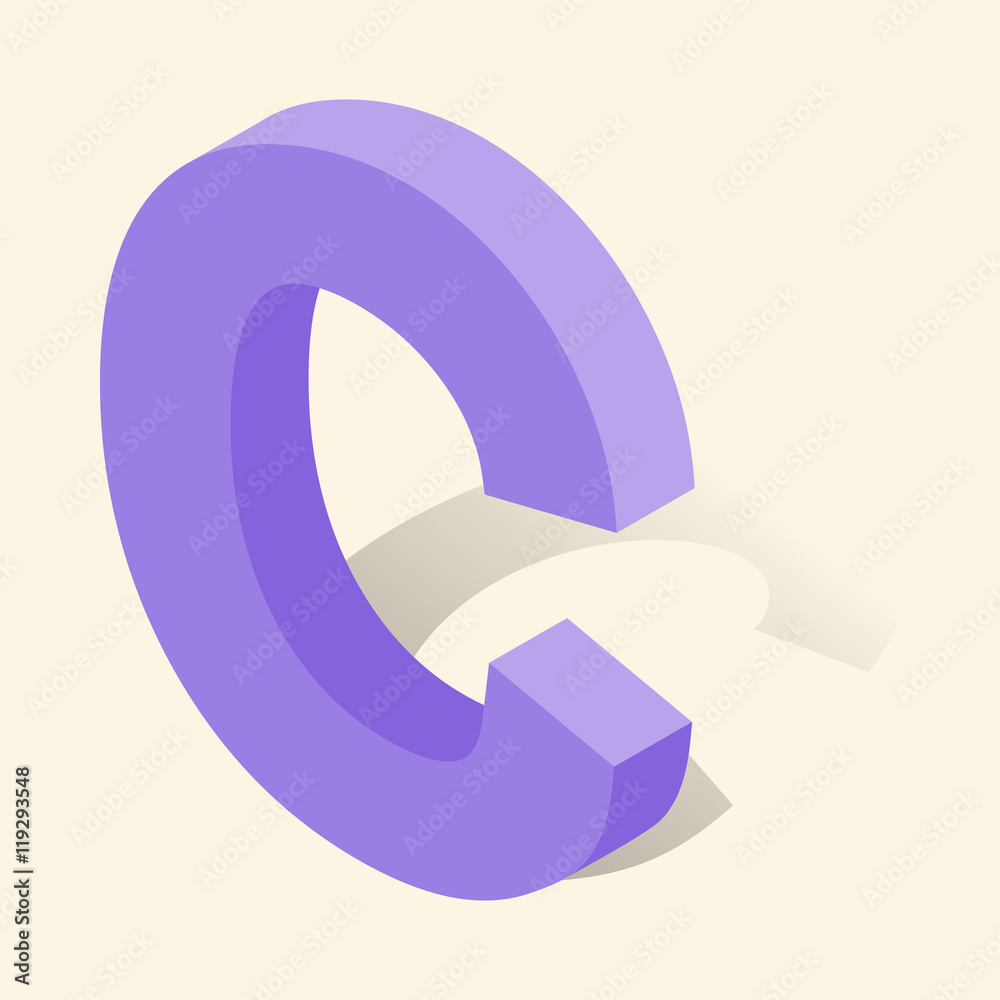 C letter in isometric 3d style with shadow. Violet C letter vector illustration C letter in isometric 3d style with shadow. Violet C letter vector illustration