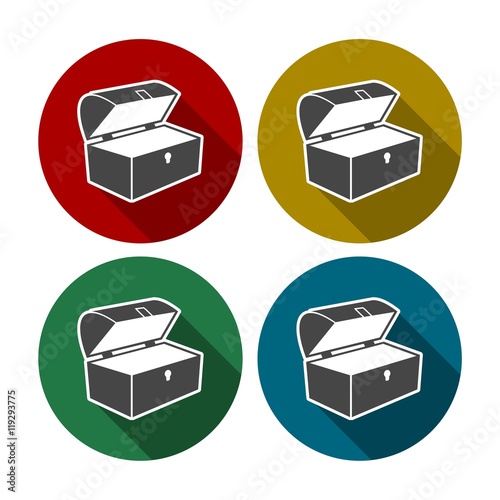 Treasure chest open vector icon