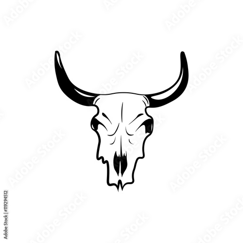 Wild west cow skull with horns. vector clip art illustration isolated on white