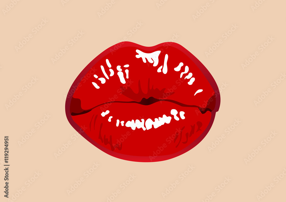 Fototapeta Kiss red lips vector