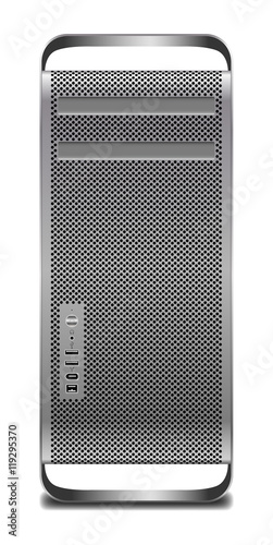 Realistic Silver Computer Tower Front