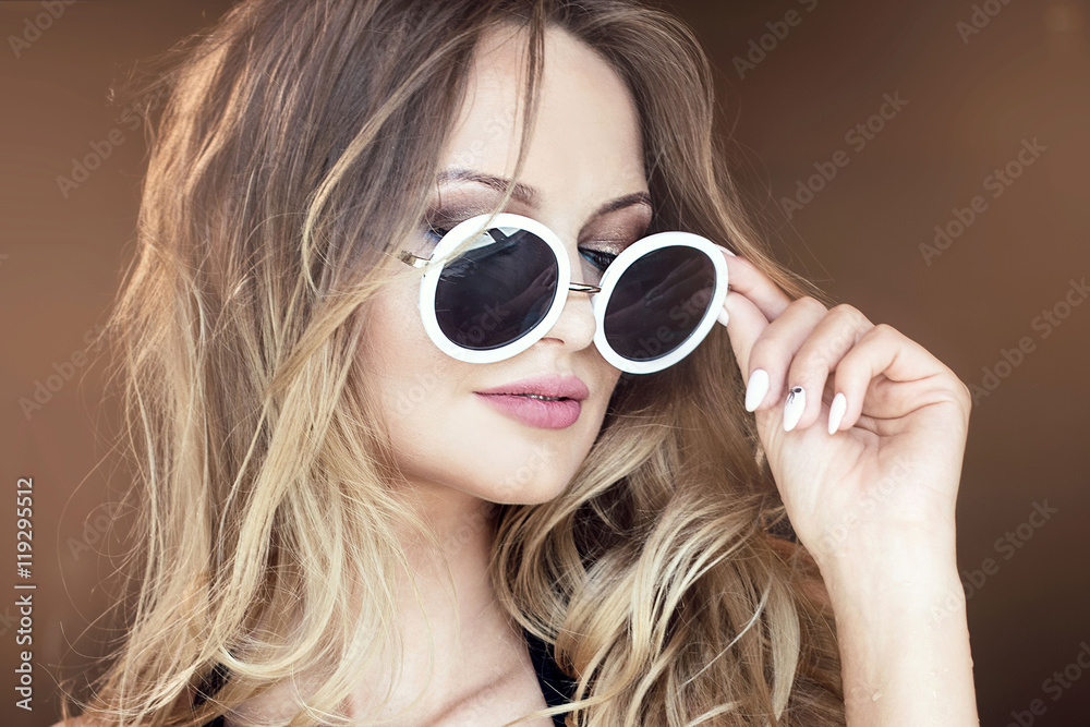 Sexy blonde girl in sunglasses. Sexy blonde girl in sunglasses.