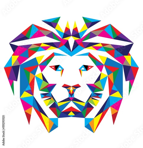 Fototapeta Naklejka Na Ścianę i Meble -  Head Lion Polygonal,art vector geometric design