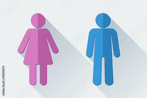 Man and woman toilet symbols in flat style