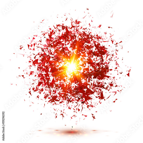 Red explosion isolated on white background