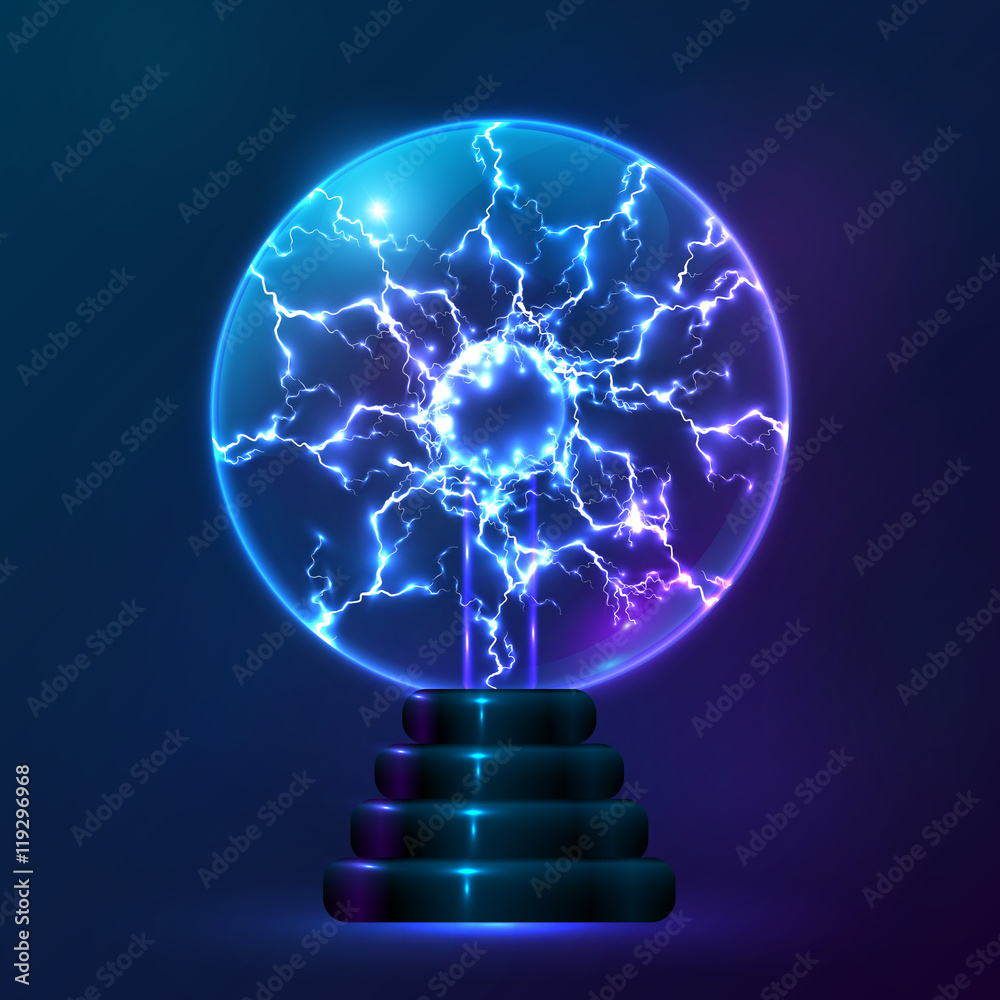 Blue vector plasma ball lamp