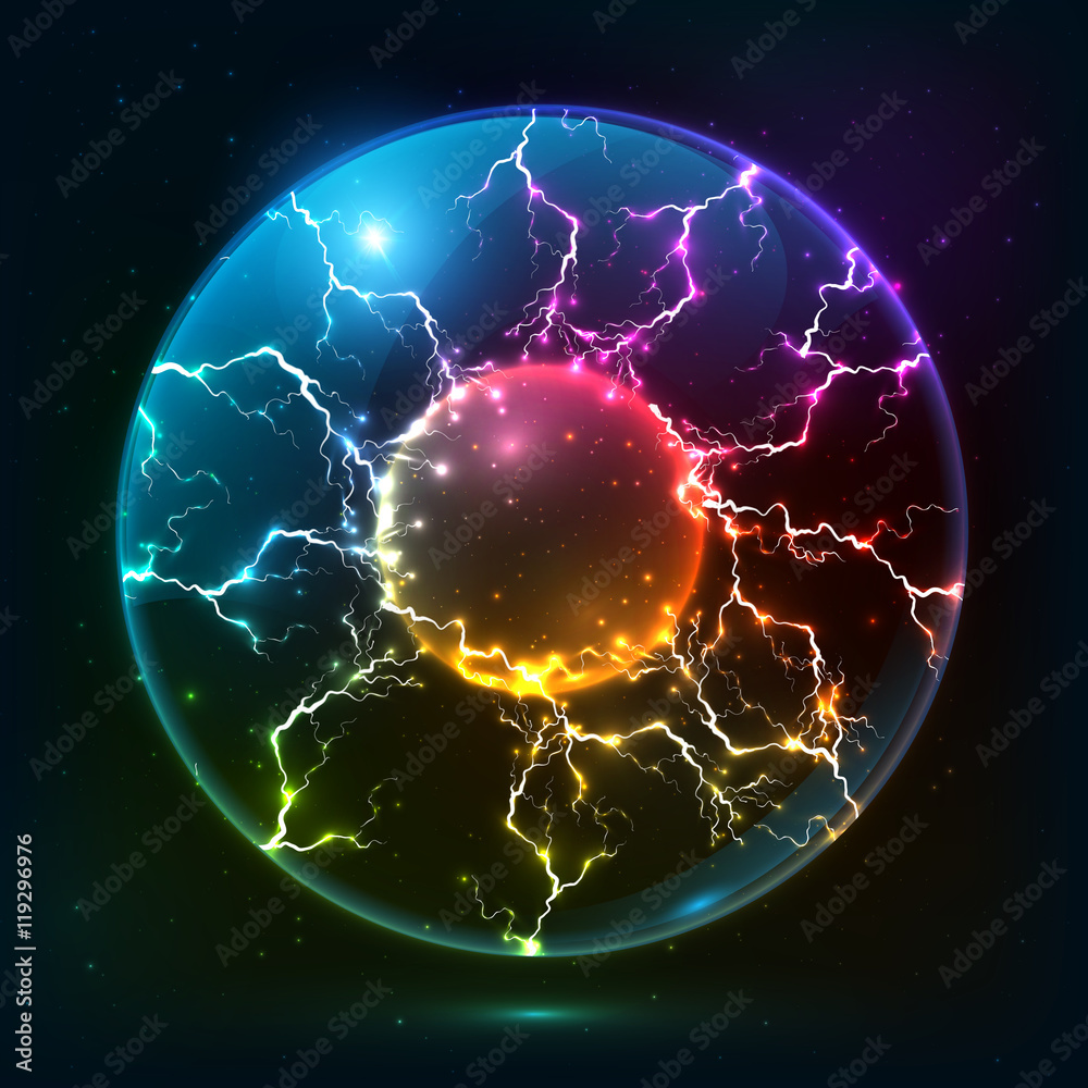 Rainbow fire vector plasma ball