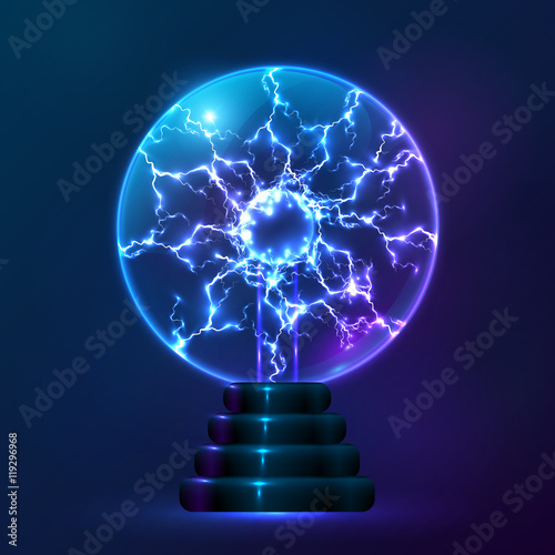 Blue vector plasma ball lamp photo