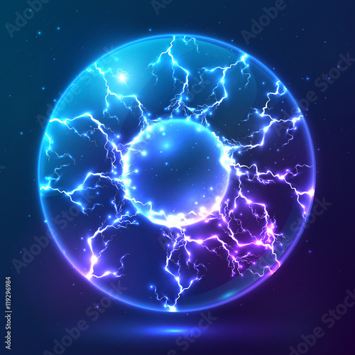 Blue shining vector plasma ball photo