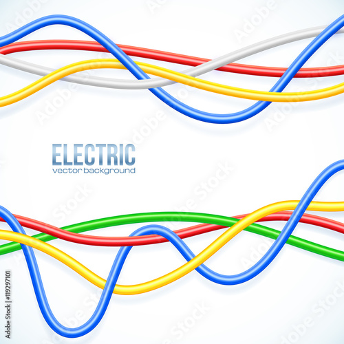 Vector hanging colored cables vector background