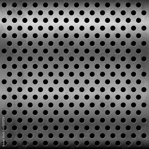 Gray metallic vector plate with perforation