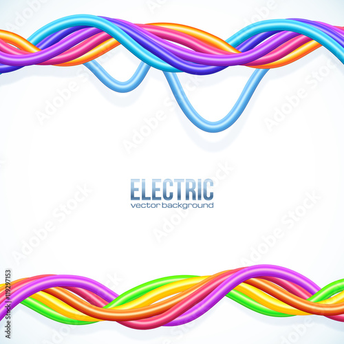 Colorful plastic twisted cables vector background photo