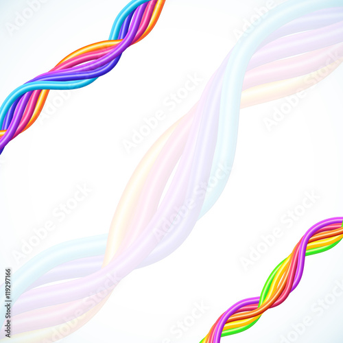 Colorful plastic twisted cables vector background
