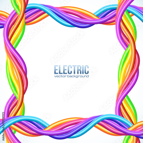 Colorful plastic twisted cables vector frame