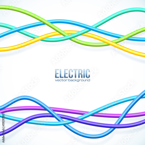 Vector hanging colored cables vector background