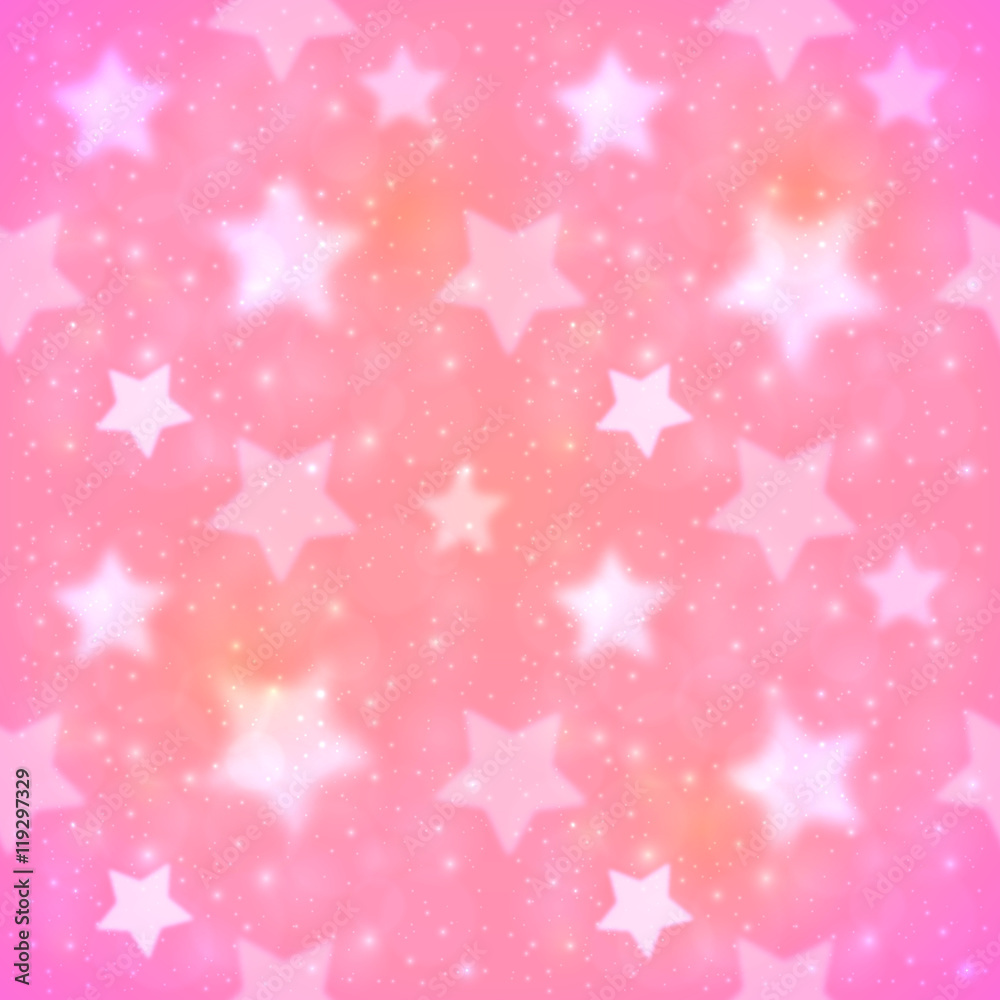 Pink blurred stars vector seamless pattern