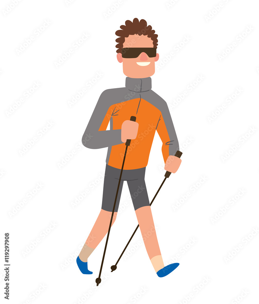 Nordic walking sport vector character