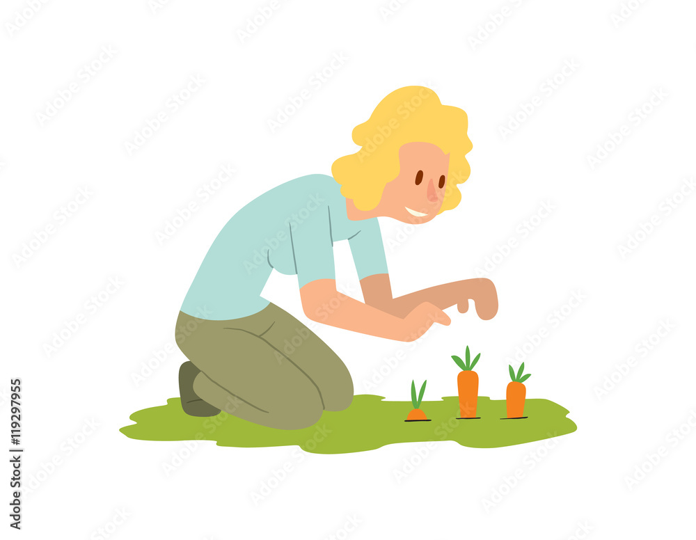 Garden harvest people vector character Garden harvest people vector character