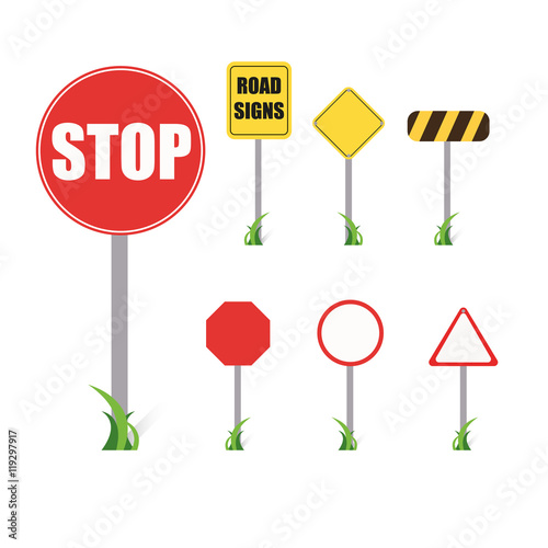 Set of road signs , stop, vector illustration .