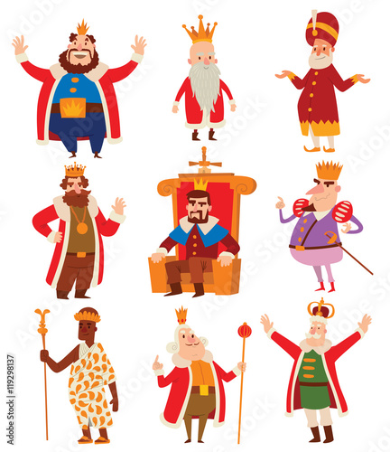 Kings cartoon vector set.