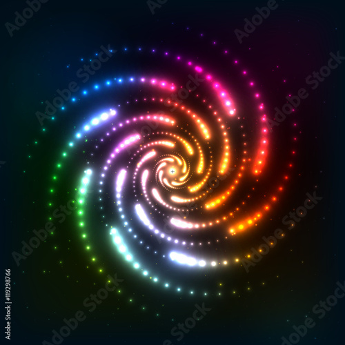 Abstract rainbow neoncosmic spiral background