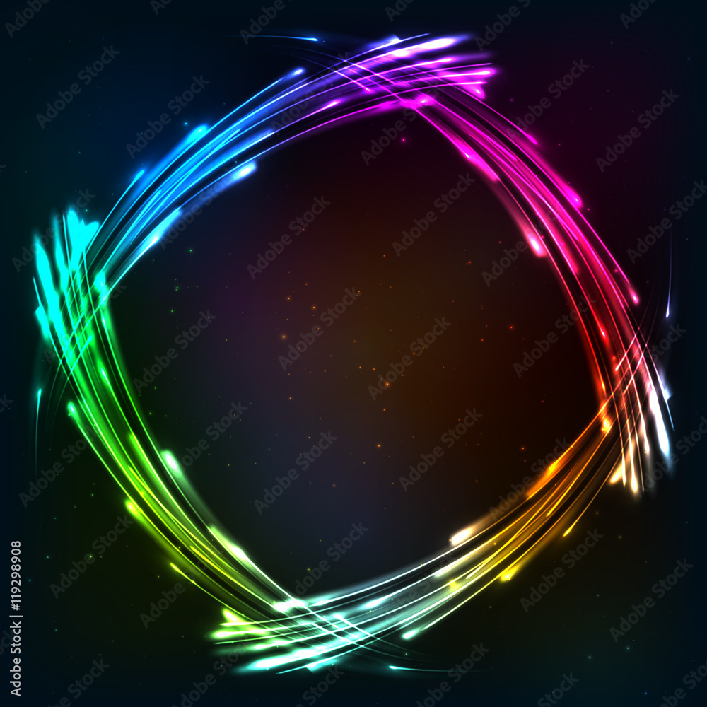 Obraz premium Rainbow colors shining neon lights frame