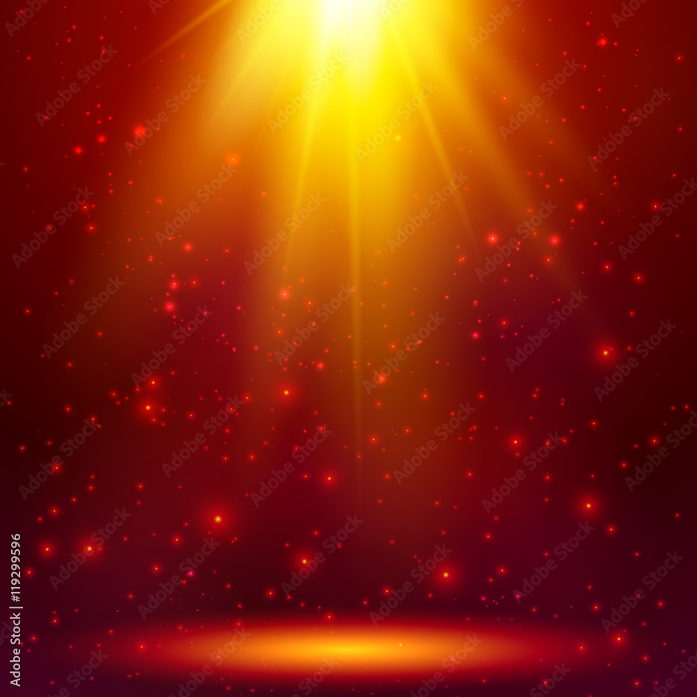 Fototapeta premium Red shining magic vector light background