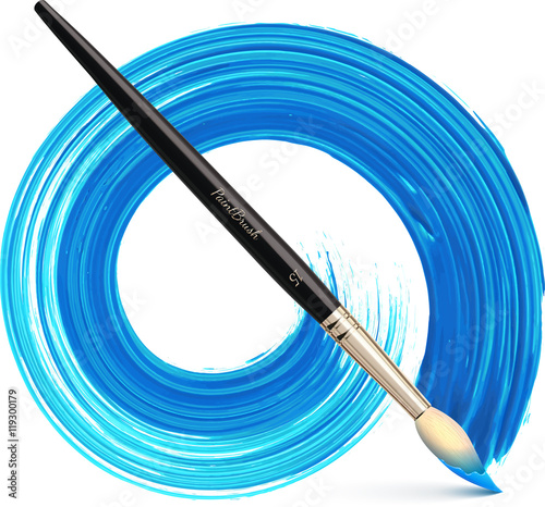 Vector paintbrush with blue brush stroke