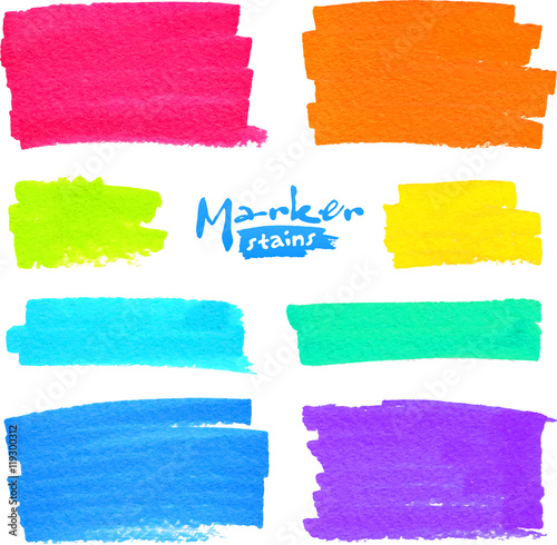 Colorful vector marker stains set