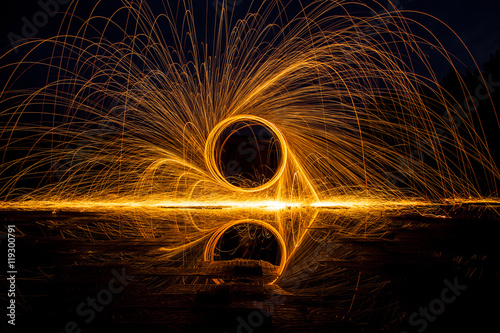 Burning steel wool fireworks