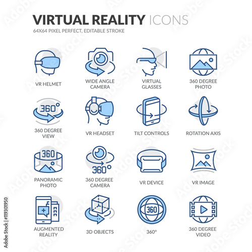 Line Virtual Reality Icons