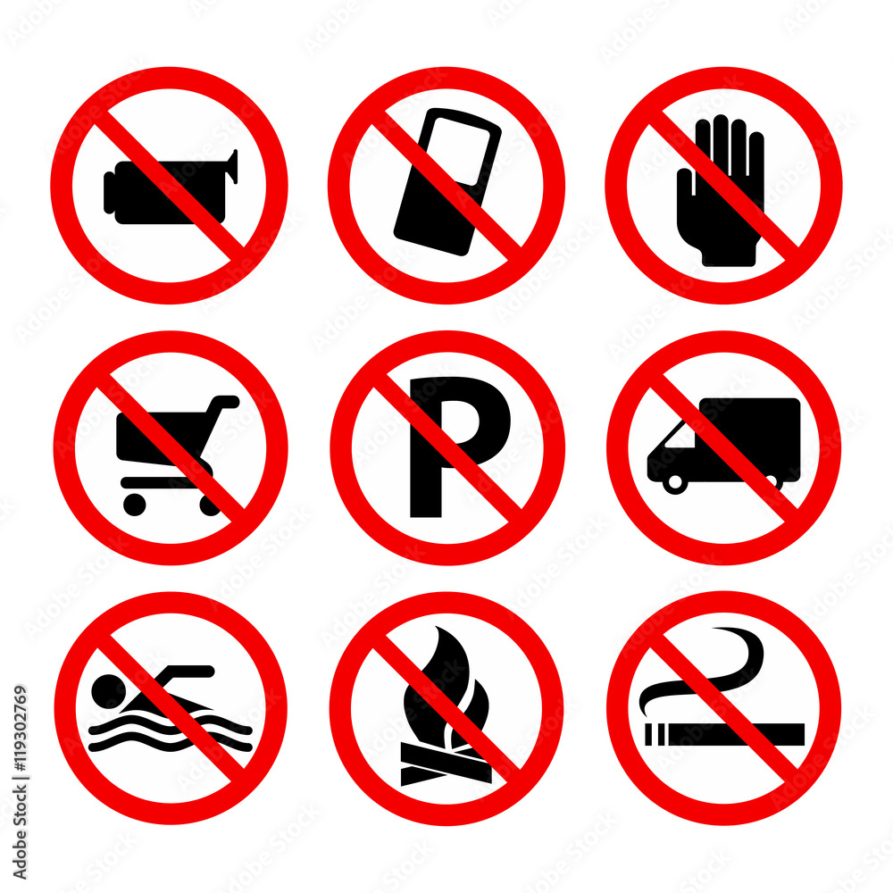 Warning signs, warning icons, warning lamp warning prohibited parking Warning signs, warning icons, warning lamp warning prohibited parking