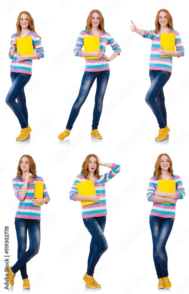 Obraz premium Young student with books isolated on white