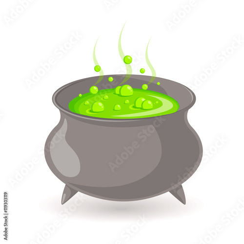 Witch cauldron with potion.